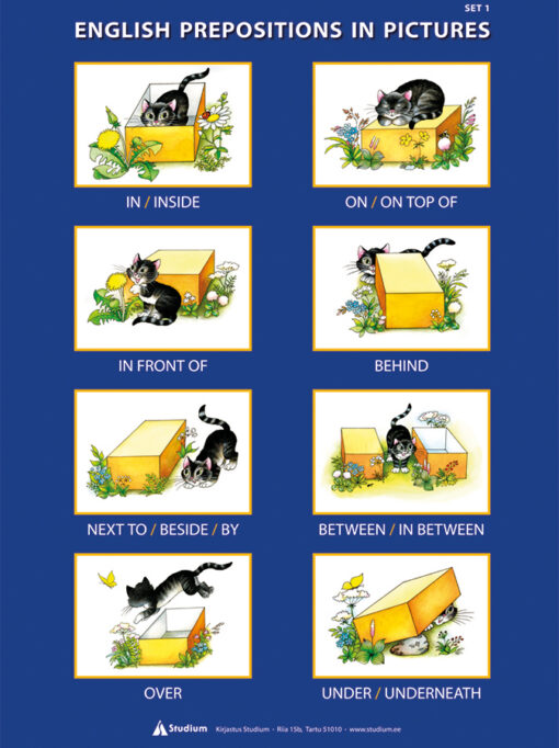 Postkaart English prepositions in pictures