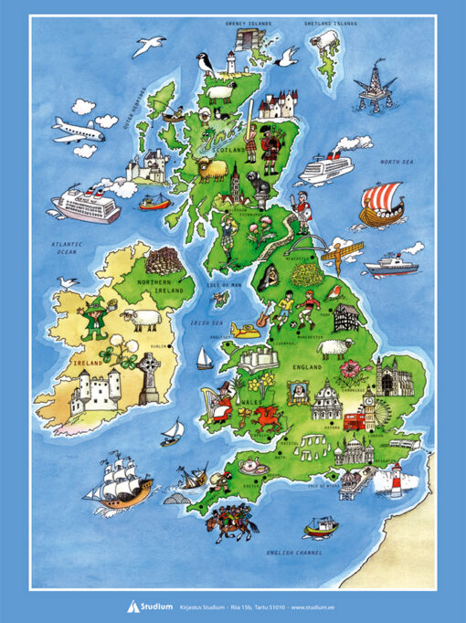 Postkaart Picture map of the British isles