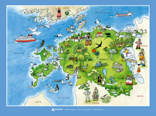 Postkaart Picture map of Estonia